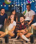 Group enjoying outdoor party with Six Pack Citronella Torch Replacement Canisters 16 Oz Refillable Torches as mosquito repellent