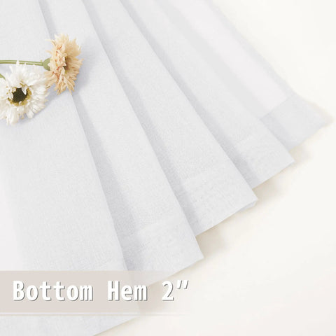 Airy Sheer Door Curtain Panel 25 By 72 Inches White Linen Look Voile with 2" Bottom Hem Detail