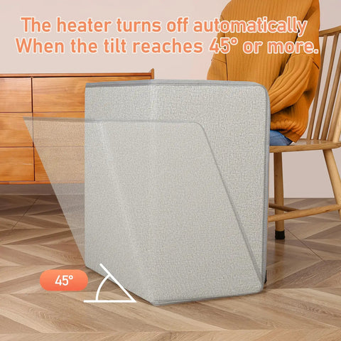 Under Desk Heater Foot Warmer And Leg Warmer Portable Space Heater With auto shut-off for office and home at 45 degrees tilt.