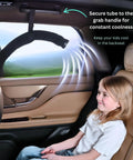 Backseat Breeze Extender For Car AC Vent installed, directs cool air to kids, 10 ft reach, keeps passengers comfy on long rides
