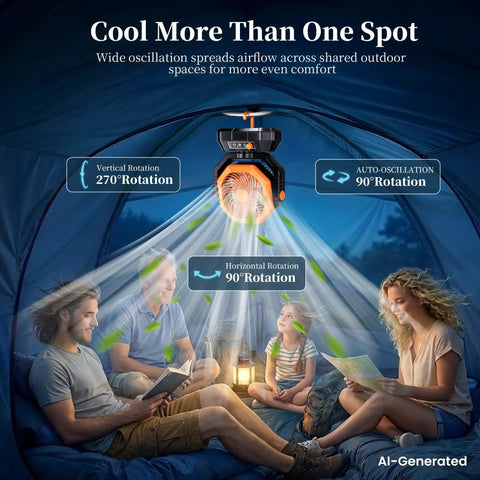 Camping Fan With Light Remote And Oscillation Battery Powered Hangin Tent Fan Rechargeable Portable for camping scene