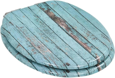Hella Durable Padded Flannel Toilet Seat Covers With Smooth Soft Close Hinges and wood-pattern design for a stylish bathroom upgrade.