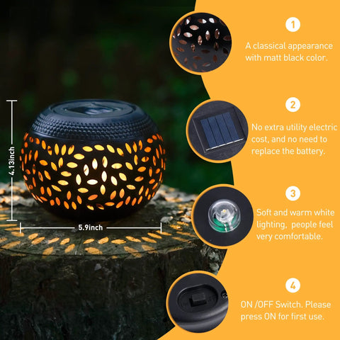 Outdoor Solar Lanterns Waterproof For Porch Garden Patio Vintage Leaf Pattern Metal Lanterns With Warm Flame Light Great Gift For Women Moms Grandmas Perfect For Weddings Yards Camping And More Black