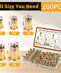 All In One Metric Rivet Nut Kit With 200 Pcs Carbon Steel Rivet Nuts M3 M4 M5 M6 M8 UNC Flat Head Nutserts With Knurled Deep Threads