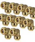 10 Pack Push-To-Connect 3/4 Inch Brass 90 Degree Elbow Plumbing Fitting For Copper PEX CPVC PE-RT Pipes Quick Install No Tools Soldering Glue Or Torch Needed