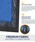 Triple-layered detail of Ultra Large 80 By 72 Inch Moving Blankets 12 Pack Beefy Heavy Duty Furniture Pads in blue and black fabric.