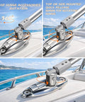 Beefy Deck Side Mounted Bimini Top Hardware Set With Quick Release Hinges And Eye End Caps In 316 Stainless Steel on boat deck