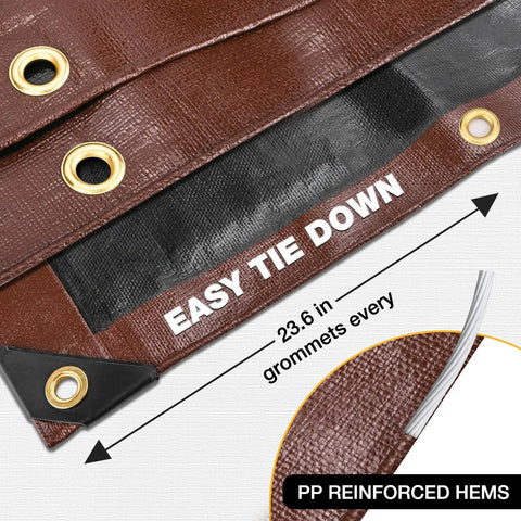 Heavy Duty 16 Mil 10x20 Foot Waterproof Poly Tarp With Brass Grommets And Reinforced Edges Built Tough UV Resistant