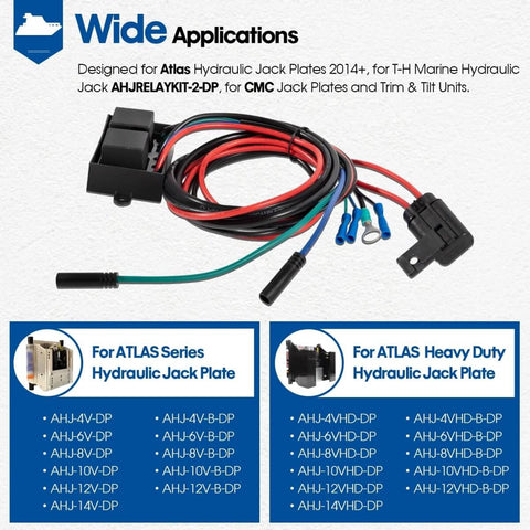 Replacement Relay Harness For Atlas Hydraulic Jack Plates 2014 And Up Copper Core Wiring Harness For T H Marine AHJRELAYKIT2DP CMC Jack Plates And Trim Tilt Units Heavy Duty Marine Electrical Connector Cable Plug And Play Ready