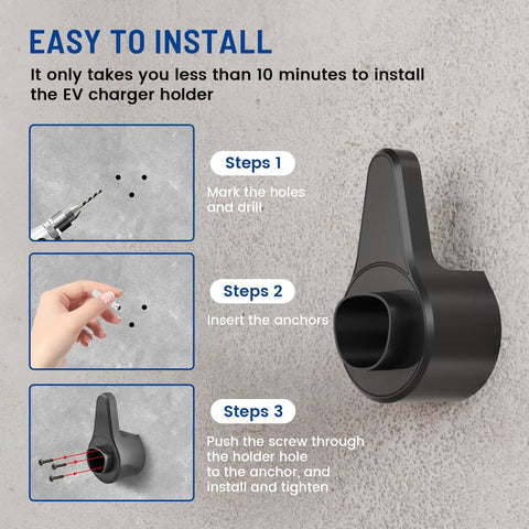 Skip The Tangled Cord Drama Grab This Heavy Duty Wall Mount EV Charger Holder For Tesla Plugs installation steps on wall