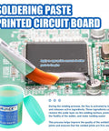 Applying No Clean Solder Paste Flux For Dope Eco Friendly Electronics Soldering Pro Grade For CPU Disassembly And Assembly BGA And SMD PCB Repair Lead Free Acid Free Low Odor Safe And Non Toxic Environmentally Friendly 5.15oz 146g on PCB pins