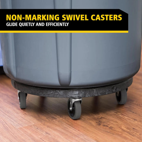 Dolly for Heavy Duty 20 to 55 Gallon Waste Cans with non-marking swivel casters for easy mobility in back of house settings