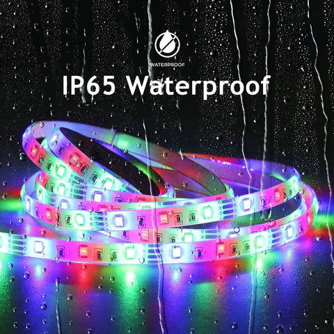 Outdoor RGB LED Light Strips 32 Feet Waterproof IP65 With Remote Control 12V Low Voltage Color Changing Tape Lights