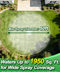 Sturdy Zinc Alloy Base Lawn Sprinkler With Adjustable Spray Coverage And Five Spray Pattern Modes For Medium Yards label