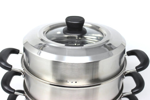 Premium 3 Tier Stainless Steel Steamer Set With Stay Cool Handles 30 cm Converts To 4 Levels Or Single Pot Includes 2 Interchangeable Trays For Healthy Easy Cooking And Flexible Meal Prep