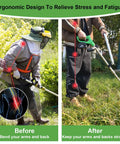 Comparison of old and new weed eater handles showing ergonomic design benefits with Upgraded Weed Eater Handle With Bracket Clamp.