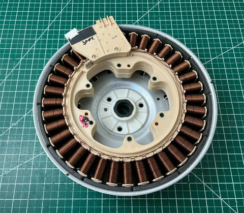 Top view of Refurbished Washing Machine Rotor Stator Direct Replacement Assembly, showing coils and connection points.
