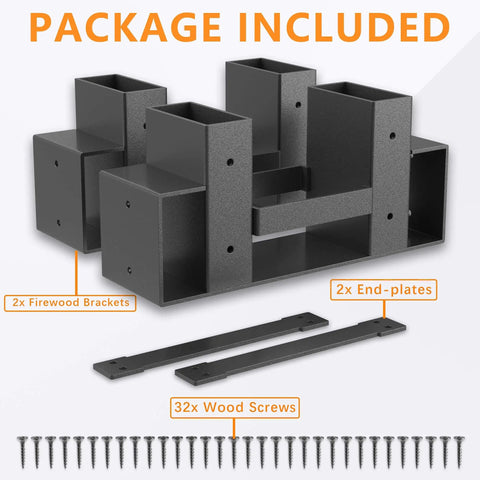 Adjustable Firewood Rack Brackets Kit For Outdoor And Indoor Use Heavy Duty Steel Log Storage Rack Rust Resistant And Easy To Extend To Any Length Perfect Wood Holder For Patio Deck Or Fireplace