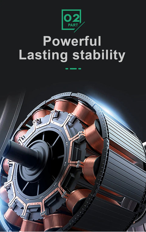 Close-up view of a powerful motor showcasing lasting stability for the Compact Mini Sliding Table Saw Bad Boy Electric Bench Saw.