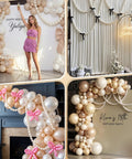 100 Piece Pearl Ball Garland Kit 2.2 Inch Pearlescent White Quick Link Bead Chains For Wall Arches Party Decor Birthday Wedding Anniversary Graduation Easy DIY Friendly Setup With Elastic Thread And Needle, pearl garlands on balloon arches