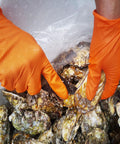 Heavy Duty Nitrile Gloves Orange 8 Mil With Raised Diamond Texture Grip handling seafood