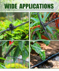 Garden setup with Forty Six Piece One Quarter Inch All In One Drip Irrigation Fitting Kit fitting hoses among plants