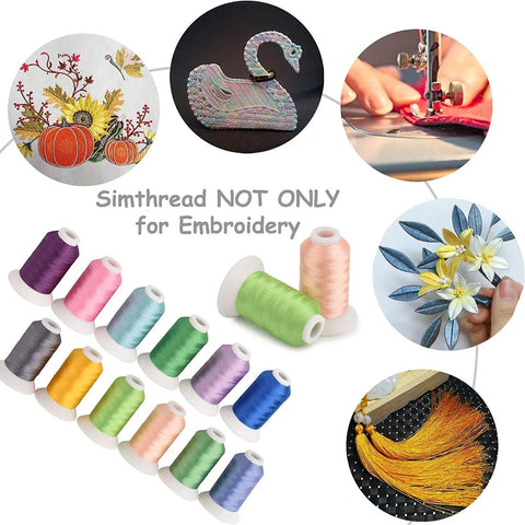 40 Color Polyester Embroidery Thread Kit 550 Yards Per Spool 40 Weight Pro Grade Quality High Tenacity Trilobal Polyester Vivid Colors That Pop Compatible With Brother Babylock Janome Singer Husqvarna Bernina Machines For Reliable Projects