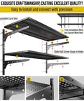 2-Pack Two-Tier Garage Shelving Wall Mounted, Heavy Duty 500 Lb Total Load, Adjustable Floating Shelves detailed view