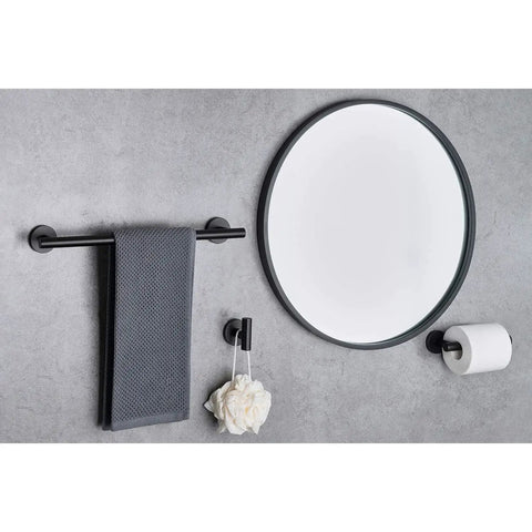 Must Have Matte Black Bathroom Accessories Set 16 Inch Hand Towel Bar Wall Mounted 4 Piece With Toilet Paper Holder And Two Robe Hooks