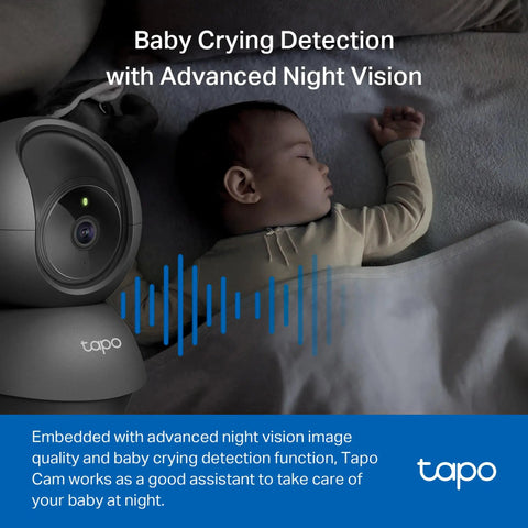 Infant sleeping with 1080P Indoor Pan Tilt Security Camera Plug And Play For Home Surveillance All In One Baby And Pet Monitor
