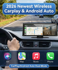 8.1 Inch Wireless CarPlay Dash Screen With Apple CarPlay And Android Auto displaying GPS on car dashboard.