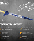 Athena Ready To Fly Beginner Model Rocket Kit Prebuilt Parachute Rocket with technical specs on space-themed background