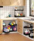 3 Pack L Shaped Under Sink Organizers With Real Smooth Glide Drawers To Toss The Clutter Out Of Deep Cabinets This Smart Corner Setup Does Heavy Lifting In Any Tight Kitchen Or Bath, black drawers in kitchen cabinet.