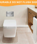 Two Pack Do Not Flush Signs For Bathroom Self Adhesive Aluminum Signs Please Do Not Flush Anything Except Toilet Paper For Home And Business Nine By Six Inches above toilet in bathroom