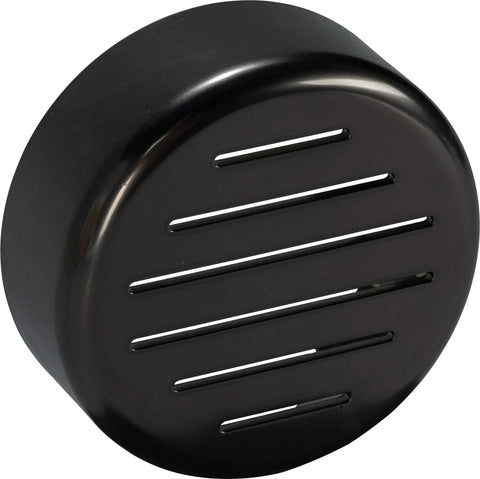 Press in strainer cover for Tub Drain Trim Kit With Push eN Lift Stopper in oil rubbed bronze finish, angled front view.