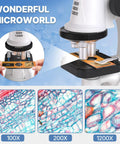 Junior Scientist Microscope Kit With Blank And Prepared Slides For Kids 100X 400X 1200X Magnification For Exploring The Micro World At Home Or In Class, microscope and sample slides