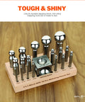 Steel Dapping Block And Dapping Punch Set For Jewelry Making And Metal Forming Die Shaping Doming Tools on wooden base