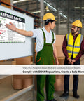 OSHA Compliant Lifting Safety Poster 18x24 Inches Waterproof Tear Resistant Manual Handling Sign displayed in warehouse training
