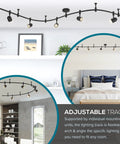 Oil Rubbed Bronze 96 Inch LED Flex Track Lighting Fixture With 5 Adjustable Heads Bulbs Included Customizable Ceiling Track
