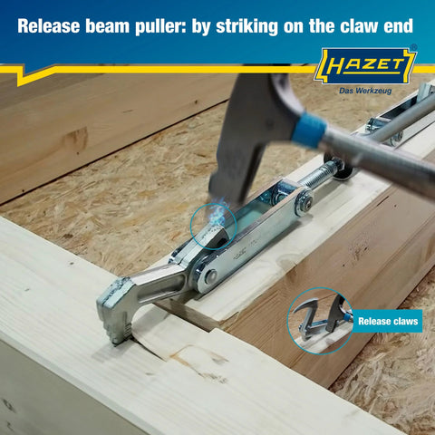 HAZET Beam Puller 1774-1 for clamping, pulling and compressing timber; 4.53 in stroke, 17.32 in width, TR16x5 thread