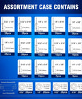 342 Piece Blind And Pop Rivet Kit With Aluminum Rivets And 304 Stainless Steel Backup Washers, size chart and quantities