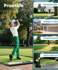 6x4Ft Golf Practice Mat With Built In Ball Tray Alignment Line EVA Foam Base Durable Turf And 3 Tees in various settings