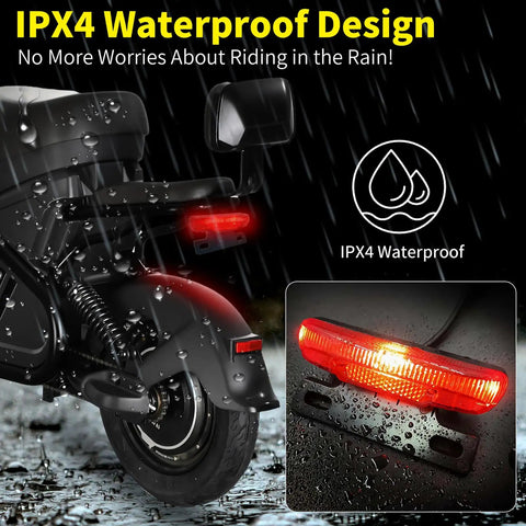 Rear Tail Light For Electric Bikes, 36V To 48V Ebike Brake Signal, Ultra Bright Be Seen Night Riding Lamp, IPX4 Waterproof, 300° View
