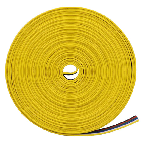 6 Pin 22 AWG RGBWW LED Strip Wire Extension Cable 33 Feet in coil, yellow PVC jacket, copper strands visible