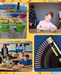 Huge 48 Pack Chalkboard Style Self Adhesive Desktop Nameplates For Classroom Use in various classroom settings.