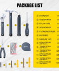136 Piece All In One Hand Tool Set For Home DIY And Everyday Repairs With Screwdrivers Wrenches Hammer Tape Measure Pliers In A Compact Portable Tool Box Rust Resistant Heavy Duty For Quick Home Fixes product package list