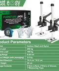 Heavy Duty Furniture Jacks 2 Pack Labor Saving Lifting Handles For Sofas Beds And Cabinets Up To 360 Lbs Capacity displayed with gloves.