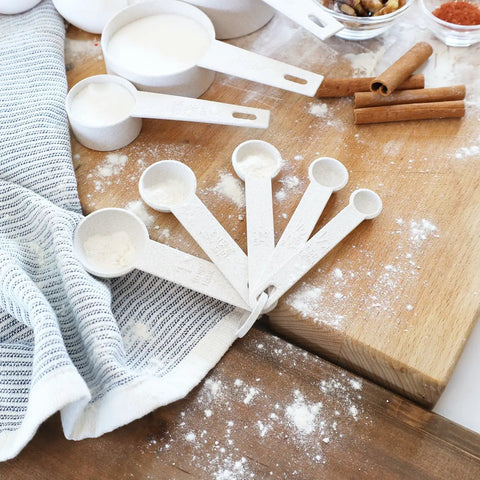 Wheat Straw Measuring Cups And Spoons Set Ten Piece For Cooking And Baking With Assorted Sizes Plant Based Kitchen Essentials