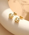 3 Pairs Of 14K Gold Plated Love Knot Earrings For Women Hypoallergenic Small Studs Woven Ball Post Earrings For Sensitive Ears Everyday Chic Minimalist Jewelry, close-up on beige