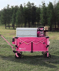 Pink 38 Inch Long Foldable Wagon Hauler With 360 Lb Load Capacity For Grocery Runs Camping And Beach Trips 220L Folding Utility Garden Cart With Detachable Wheels Lightweight 17 Lb containing gear